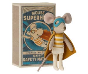 Maileg Little Brother Super Hero Mouse in Matchbox