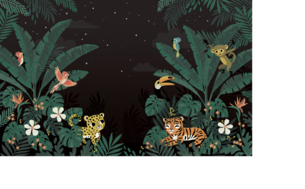 Lilipinso Jungle Night Behang Paneel - Jungle Night (400 x 248 cm)
