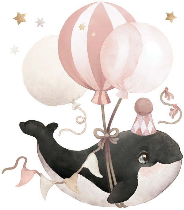 Lilipinso Selene Muurstickers XL - Flying Whale Pink