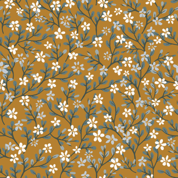 Lilipinso Braylynn Behangstaal - Exquisite Blossoms (mustard yellow)