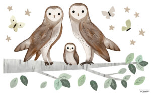 Lilipinso Kharu Muurstickers Medium - Owls Family