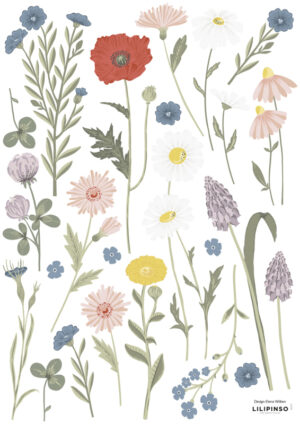 Lilipinso Countryside Muurstickers A3 - Wildflowers Papaver
