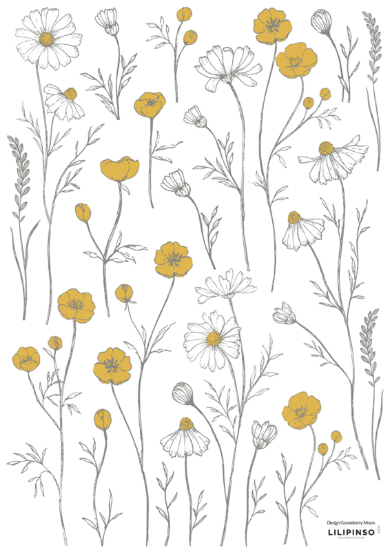 Lilipinso Chamomile Muursticker A3 - Meadow Flowers Small