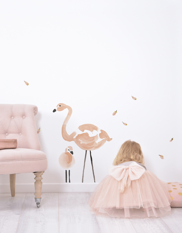 Lilipinso Flamingo Behang - Flamingo Veertjes