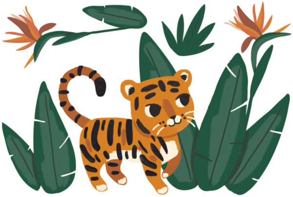 Lilipinso Jungle Night Muursticker XL - Jungle and Tiger