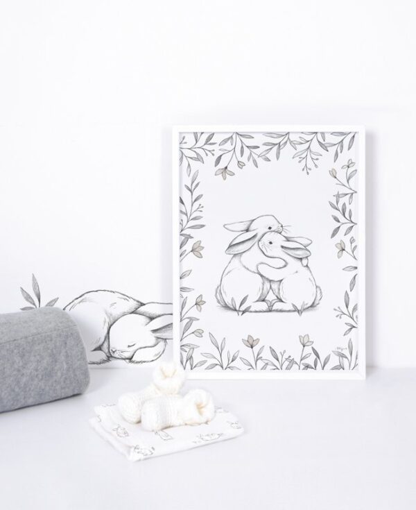 Lilipinso Bunny Muursticker A3 - Bunnies Clouds and Stars (S1220)