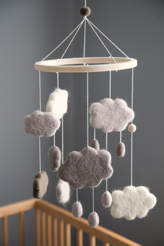Sebra Babymobiel Wolken - Grijs (Warm Grey)
