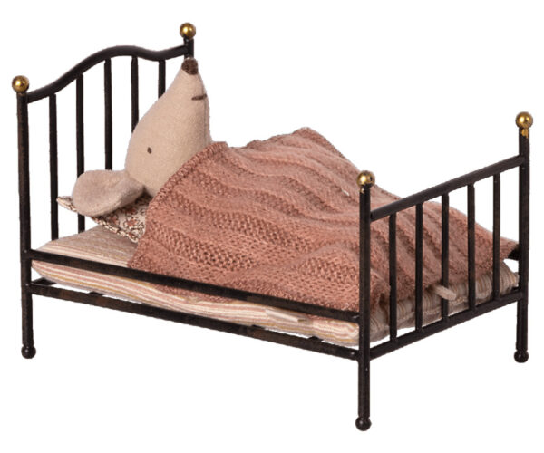 Maileg Poppenhuis Vintage Bed - Antraciet