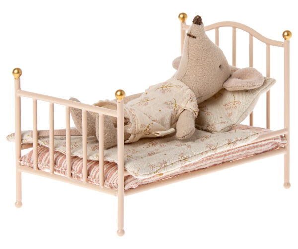 Maileg Poppenhuis Vintage Bed Mouse Micro - Rose