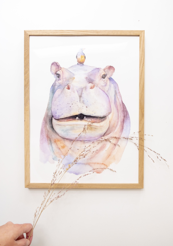 Veer Illustratie Poster - Nijlpaard
