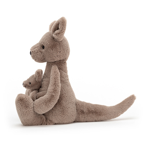 Jellycat Knuffel Kangoeroe - Kara Kangaroo met baby in buidel (37cm)