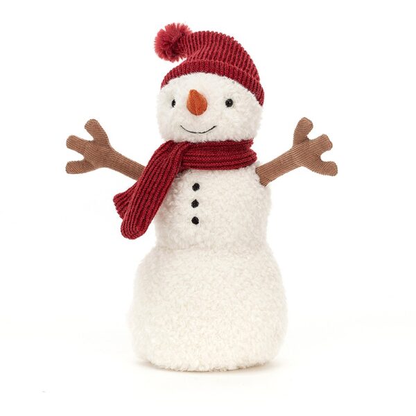 Jellycat Kerst Knuffel Teddy Snowman Red - Sneeuwpop Rood Medium