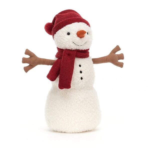 Jellycat Kerst Knuffel Teddy Snowman Red - Sneeuwpop Rood Large
