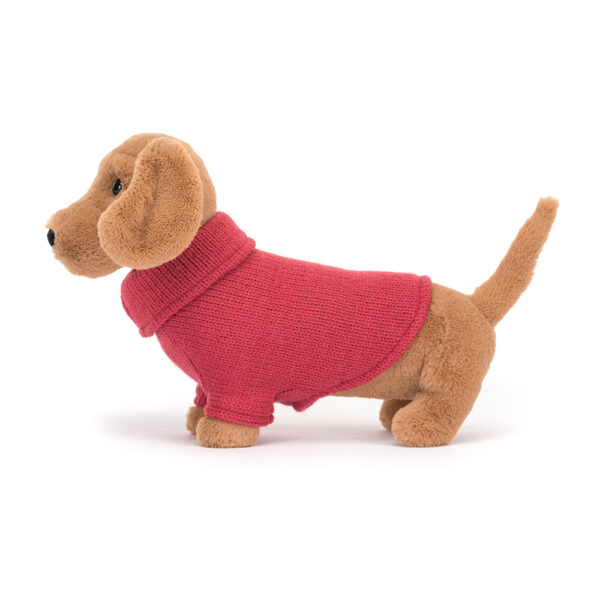 Jellycat Knuffel Sweater Sausage Dog Pink - Teckel met roze trui