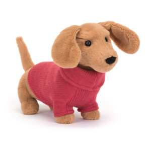 Jellycat Knuffel Sweater Sausage Dog Pink - Teckel met roze trui