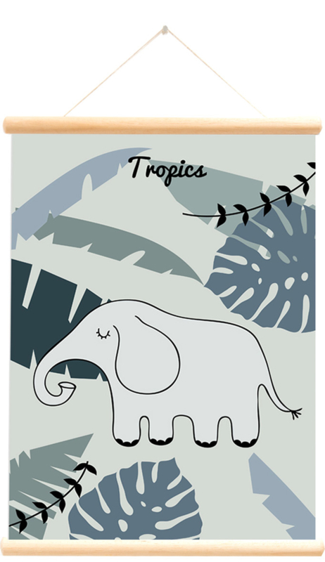 Little and Pure Schoolplaat Wilde Dieren Tropics - Groen (dubbelzijdig)