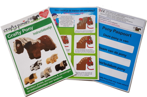 Crafty Pony Paarden Knuffel Bruin met Witte Manen (48 cm) incl. instructieboekje