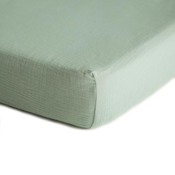 Mushie Hoeslaken Extra Soft Muslin Crib Sheet - Roman Green