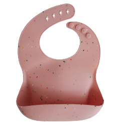 Mushie Siliconen Bib Slabbetje - Roze Confetti