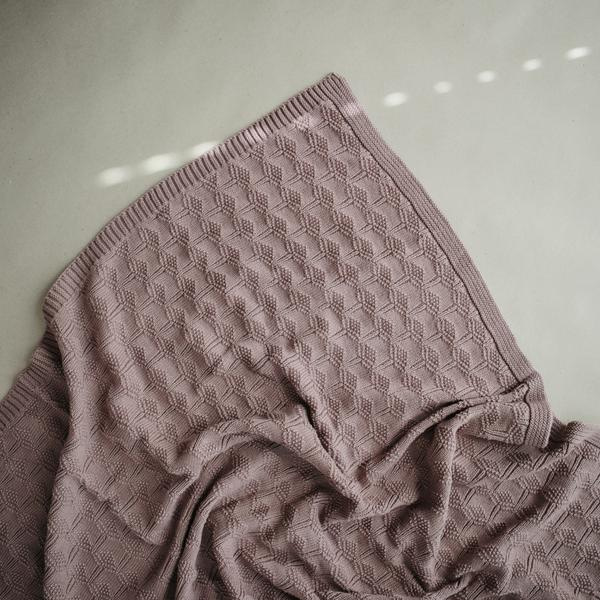 Mushie Deken Knitted Honeycomb Baby Blanket - Desert Rose
