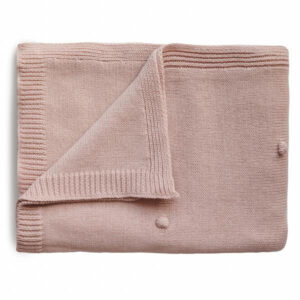 Mushie Deken Knitted Textured Dots Baby Blanket - Blush