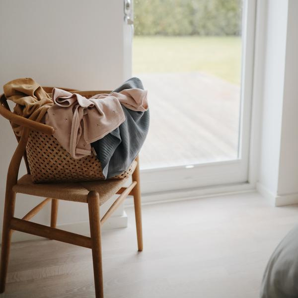 Mushie Deken Knitted Pointelle Baby Blanket - Grey Melange