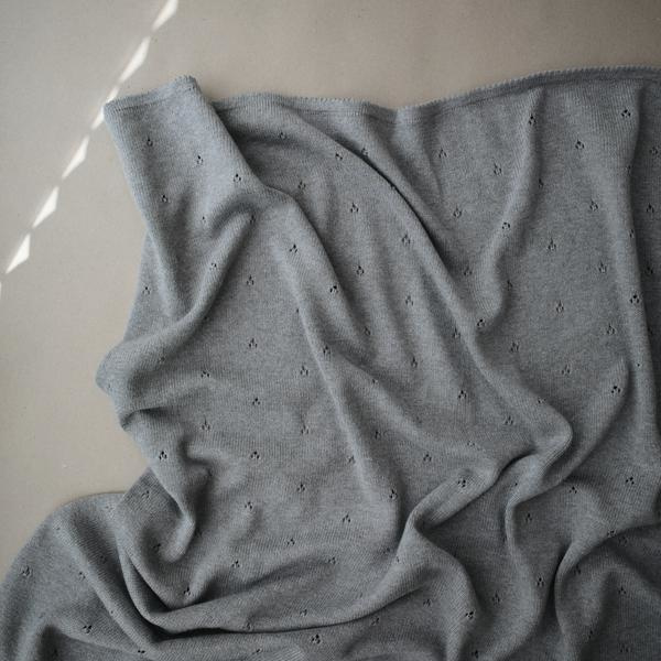 Mushie Deken Knitted Pointelle Baby Blanket - Grey Melange