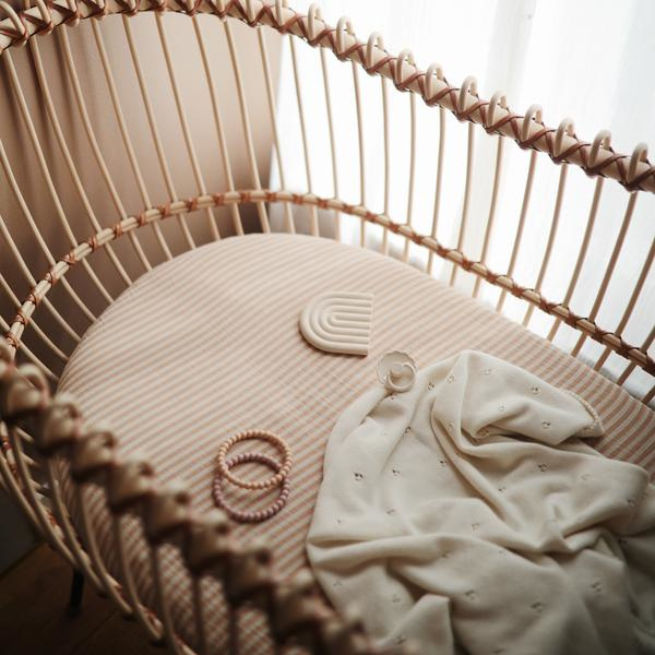 Mushie Deken Knitted Pointelle Baby Blanket - Ivory