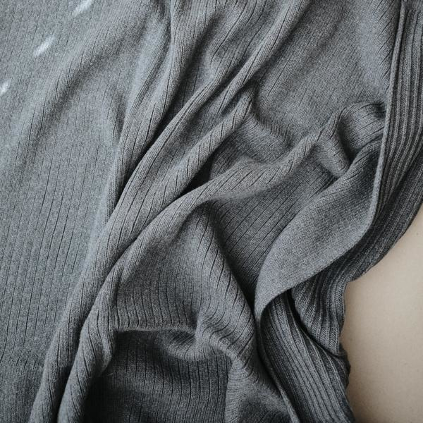 Mushie Deken Knitted Ribbed Baby Blanket - Grey Melange