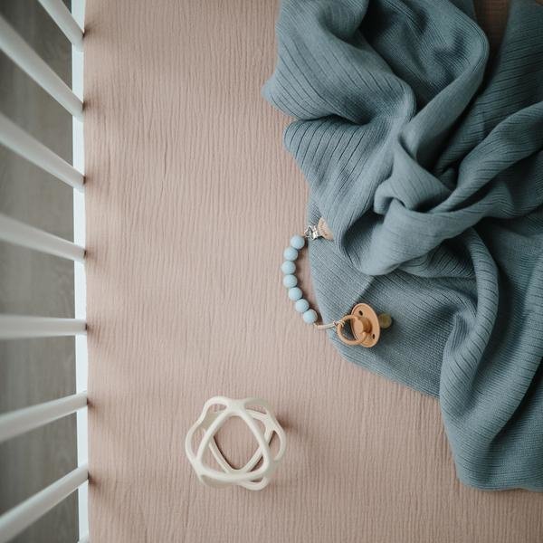 Mushie Deken Knitted Ribbed Baby Blanket - DarkGrey Melange