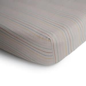 Mushie Hoeslaken Extra Soft Muslin Crib Sheet - Retro Stripes