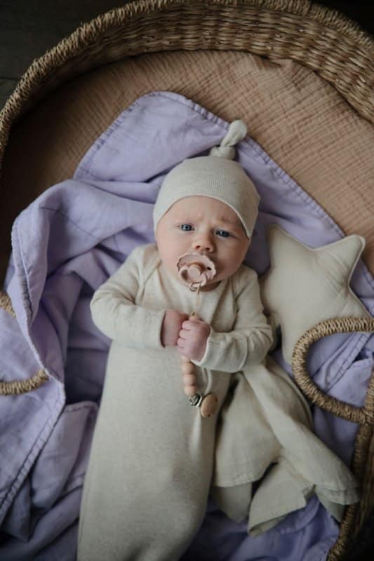 Mushie Babymuts Beanie Newborn - Ivory 0-3 maand