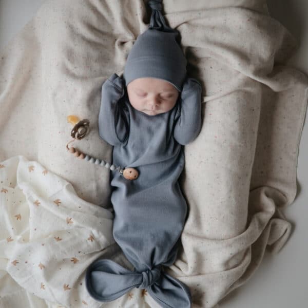 Mushie Babymuts Beanie Newborn - Mustard Melange 0-3 maand
