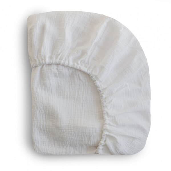 Mushie Hoeslaken Extra Soft Muslin Crib Sheet - White