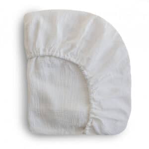 Mushie Hoeslaken Extra Soft Muslin Crib Sheet - White (Small)