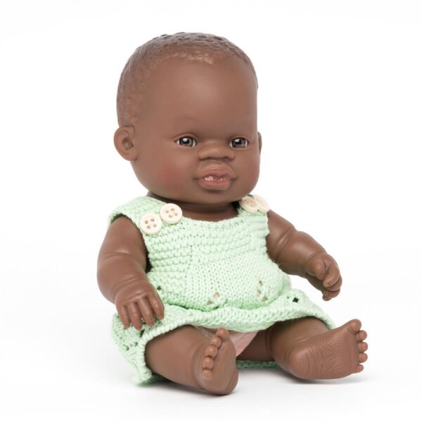 8231344 Miniland Babypop Afrikaans Meisje Gekleed 21 cm - 8413082313449 (1)