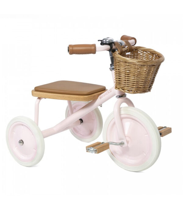 Banwood Trike Driewieler - Roze (incl. rieten mandje en duwstang)