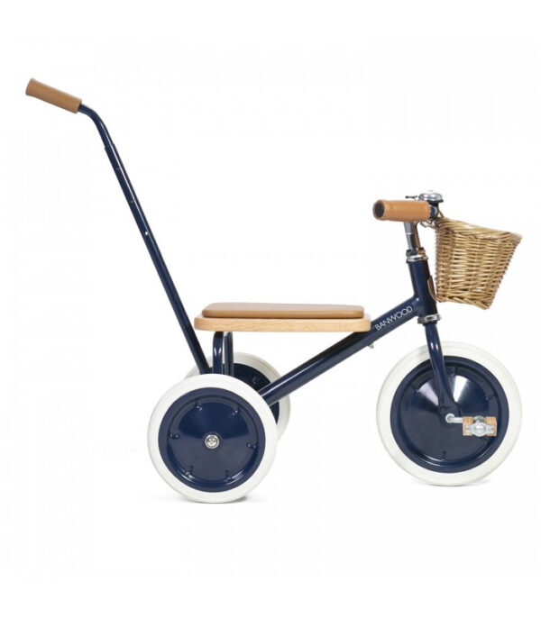 Banwood Trike Driewieler - Blauw (incl. rieten mandje en duwstang)