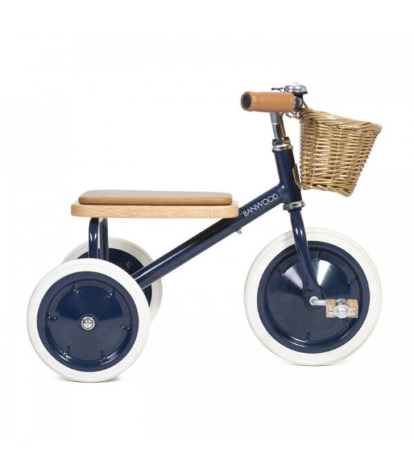 Banwood Trike Driewieler - Blauw (incl. rieten mandje en duwstang)