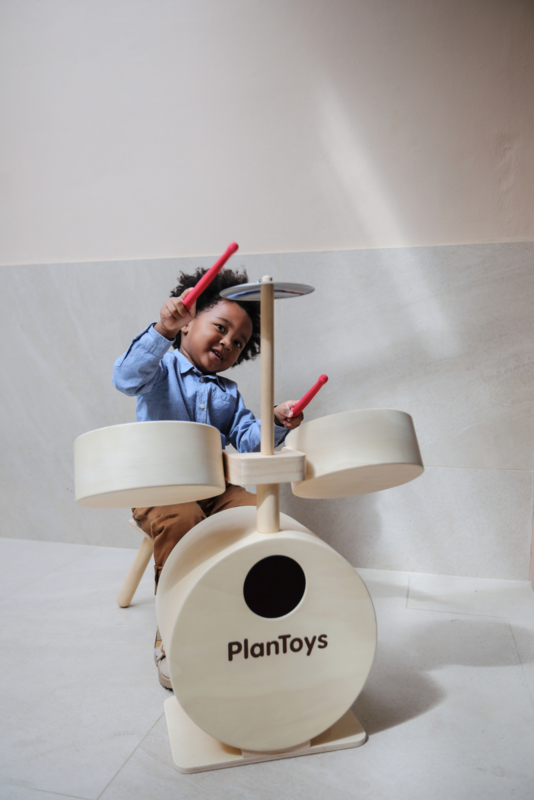 Plantoys Houten Drum Set - Naturel