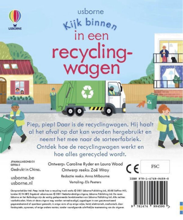 Uitgeverij Usborne Kijk Binnen in een Recycling Wagen +3jr