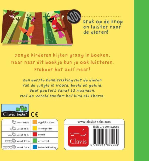 Uitgeverij Clavis Geluidenboekje - De Jungle +1jr