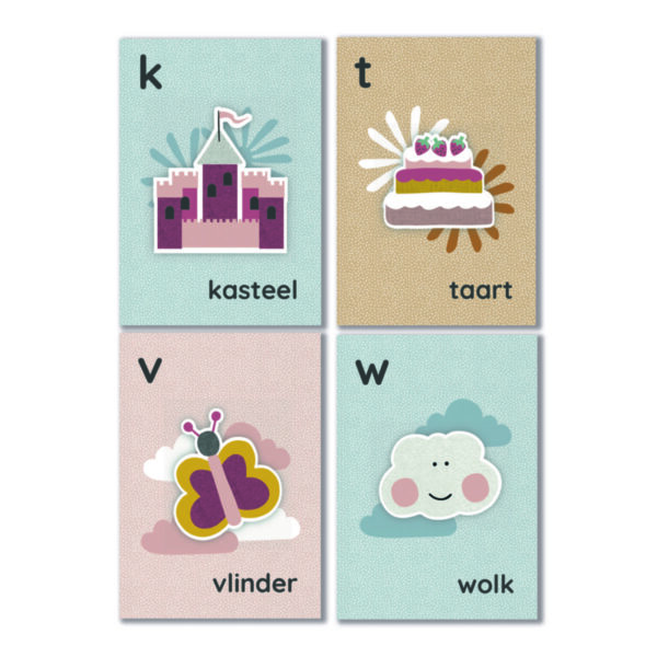Maan Amsterdam Leerkaarten Alfabet - Set Juul (roze)