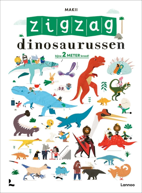 Uitgeverij Lannoo ZigZag Zoekboek - Dinosaurussen (2 meter breed!) - kleine versie +3jr