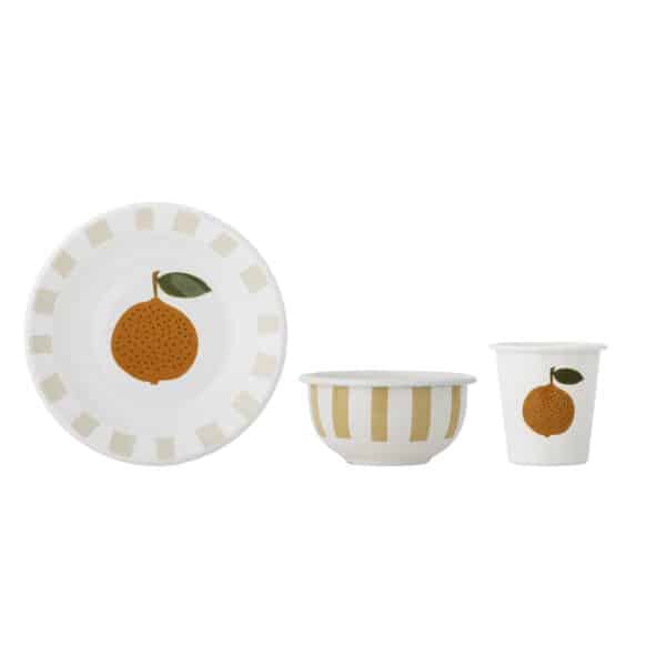 Bloomingville Kinderservies Set Emaille Agnes Oranje 5711173330515