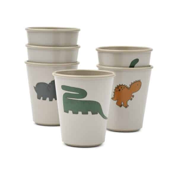 Liewood Drinkbekers Set Lana Dinosaurs Mist 6 stuks 5715493378806