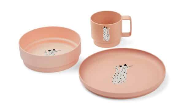 Liewood Kinderservies Set Archi Cat Tuscany Rose 5715493378738