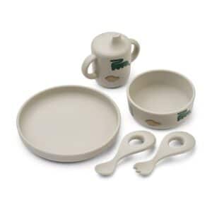 Liewood Kinderservies Set Ryle Dinosaurs Mist 5715493377328