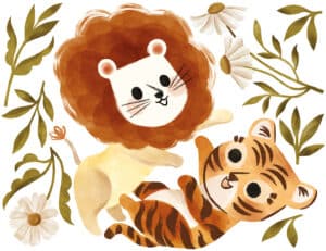 Lilipinso Felidae Muurstickers - Tiger and Lion S1517 (1)
