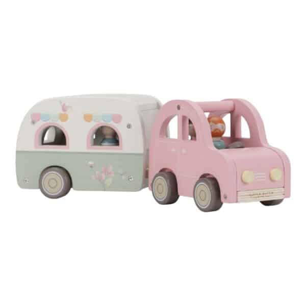 Little Dutch Little Farm Houten Auto met Caravan 8713291880221